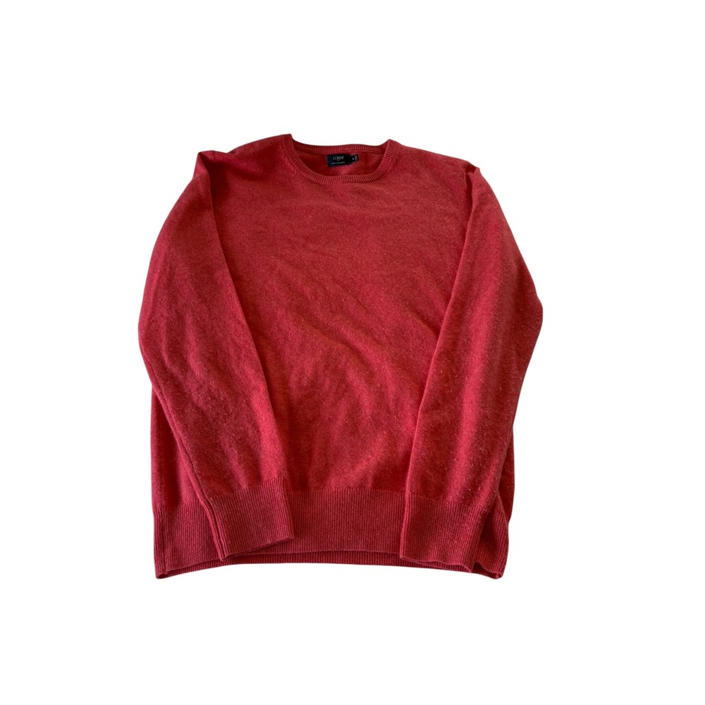 J.Crew Womens 100% Cashmere Crewneck Sweater Coral Red Size M Long Sleeve